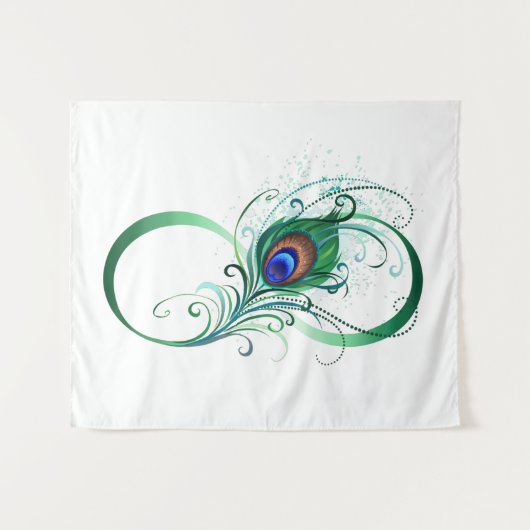 Unendlichkeitssymbol mit Peacock Feather Wandteppich (Vorderseite (Horizontal))