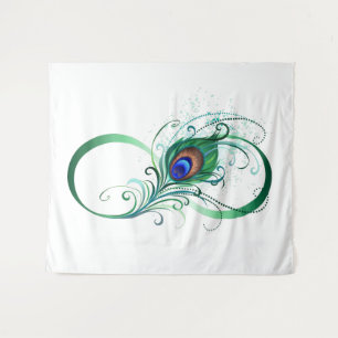 Unendlichkeitssymbol mit Peacock Feather Wandteppich
