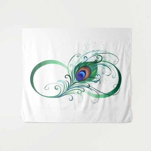 Unendlichkeitssymbol mit Peacock Feather Wandteppich (Vorderseite (Horizontal))