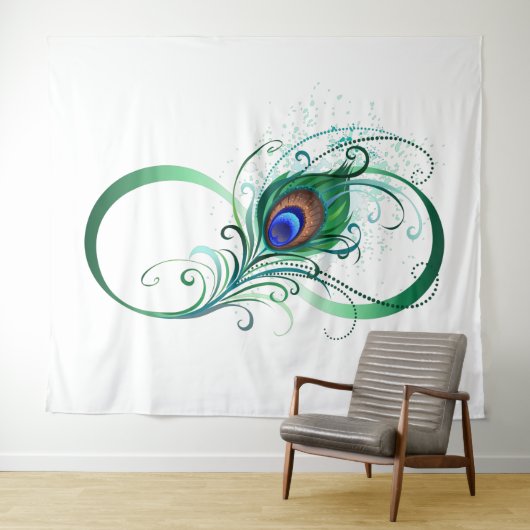 Unendlichkeitssymbol mit Peacock Feather Wandteppich (Beispiel (Horizontal))