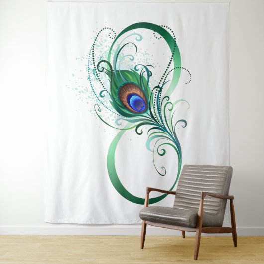 Unendlichkeitssymbol mit Peacock Feather Wandteppich (Beispiel)