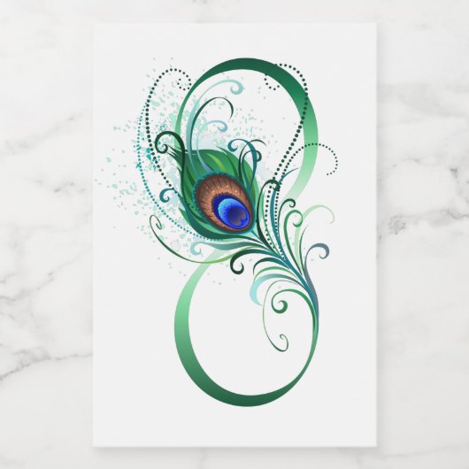 Unendlichkeitssymbol mit Peacock Feather Weinetikett (Einzelnes Label)