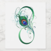 Unendlichkeitssymbol mit Peacock Feather Weinetikett (Einzelnes Label)