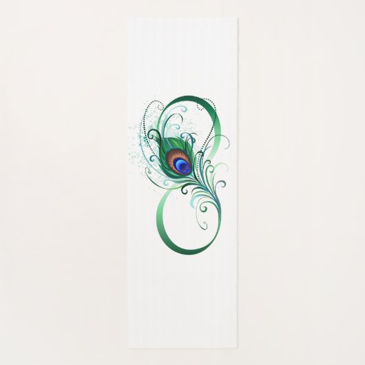Unendlichkeitssymbol mit Peacock Feather Yogamatte (Rückseite)