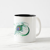 Unendlichkeitssymbol mit Peacock Feather Zweifarbige Tasse (VorderseiteRechts)