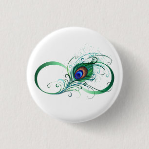 Unendlichkeitssymbol mit Pfauenfeder Button