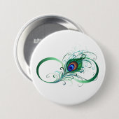 Unendlichkeitssymbol mit Pfauenfeder Button (Vorne & Hinten)