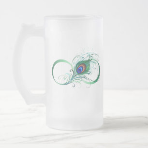 Unendlichkeitssymbol mit Pfauenfeder Mattglas Bierglas
