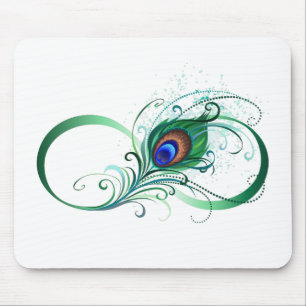 Unendlichkeitssymbol mit Pfauenfeder Mousepad