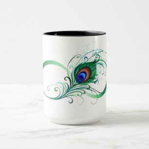 Unendlichkeitssymbol mit Pfauenfeder Tasse