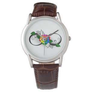 Unendlichkeitssymbol mit Rainbow-Rose Armbanduhr