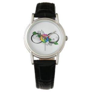 Unendlichkeitssymbol mit Rainbow-Rose Armbanduhr