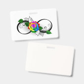 Unendlichkeitssymbol mit Rainbow-Rose Ausweis (Vorder- & Rückseite)