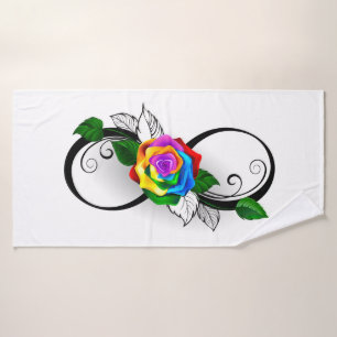 Unendlichkeitssymbol mit Rainbow-Rose Badehandtuch