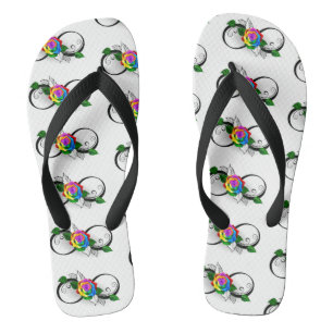 Unendlichkeitssymbol mit Rainbow-Rose Badesandalen