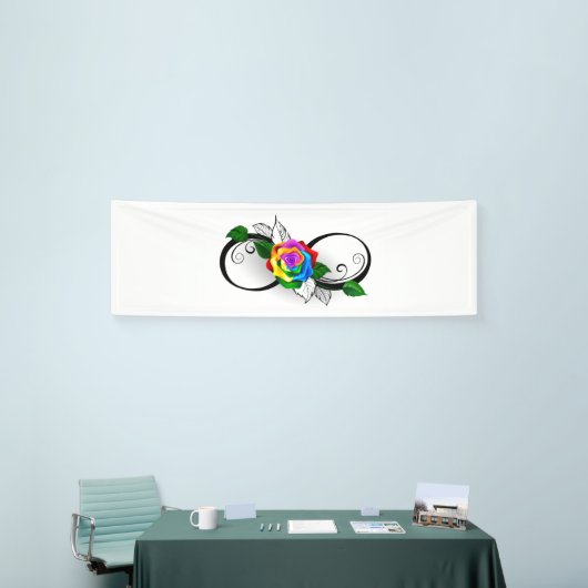 Unendlichkeitssymbol mit Rainbow-Rose Banner (Messeveranstaltung)