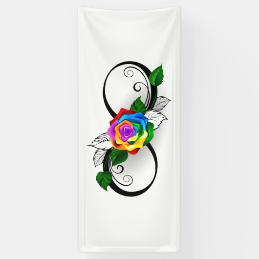 Unendlichkeitssymbol mit Rainbow-Rose Banner (Vertikal)