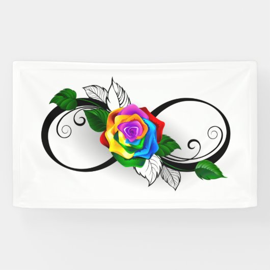 Unendlichkeitssymbol mit Rainbow-Rose Banner (Horizontal)