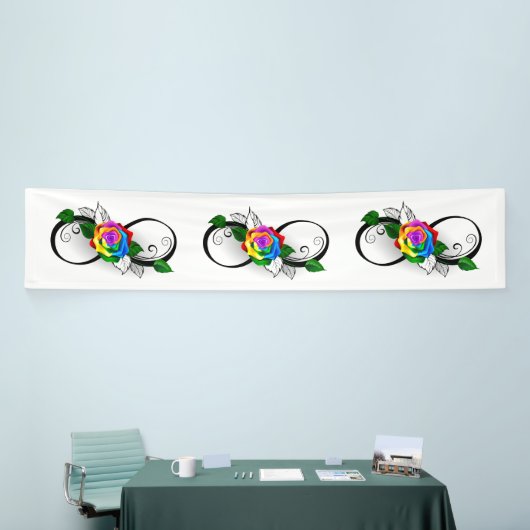 Unendlichkeitssymbol mit Rainbow-Rose Banner (Messeveranstaltung)