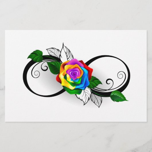 Unendlichkeitssymbol mit Rainbow-Rose Briefpapier (Vorderseite)