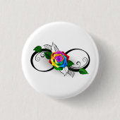 Unendlichkeitssymbol mit Rainbow-Rose Button (Vorderseite)