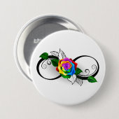 Unendlichkeitssymbol mit Rainbow-Rose Button (Vorne & Hinten)