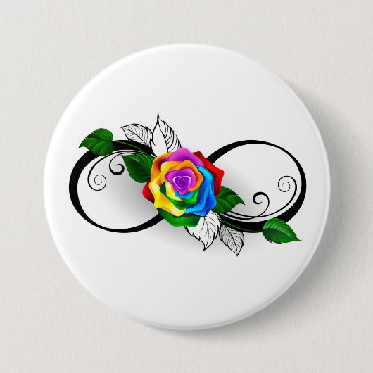 Unendlichkeitssymbol mit Rainbow-Rose Button (Vorderseite)