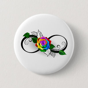 Unendlichkeitssymbol mit Rainbow-Rose Button