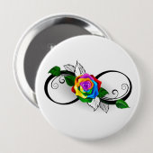 Unendlichkeitssymbol mit Rainbow-Rose Button (Vorne & Hinten)