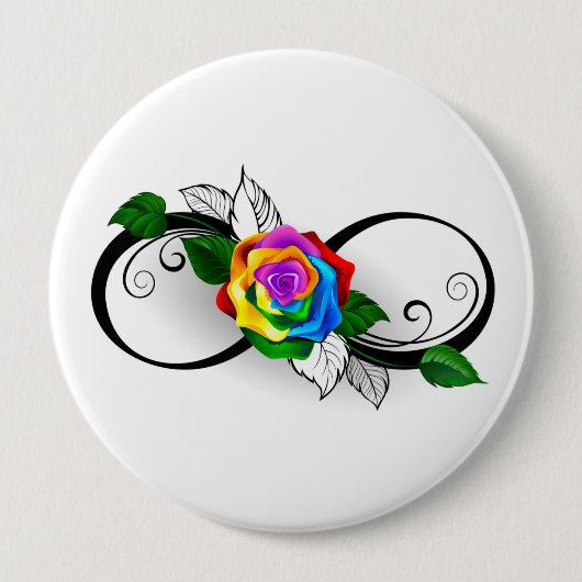 Unendlichkeitssymbol mit Rainbow-Rose Button (Vorderseite)