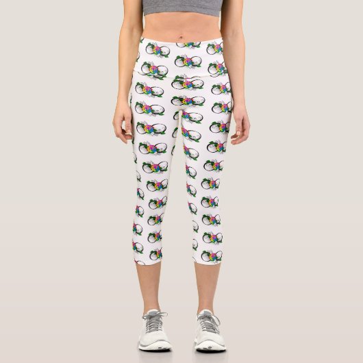 Unendlichkeitssymbol mit Rainbow-Rose Capri Leggings (Vorderseite)