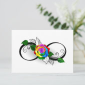 Unendlichkeitssymbol mit Rainbow-Rose Dankeskarte (Stehend Vorderseite)