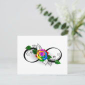 Unendlichkeitssymbol mit Rainbow-Rose Dankeskarte (Stehend Vorderseite)