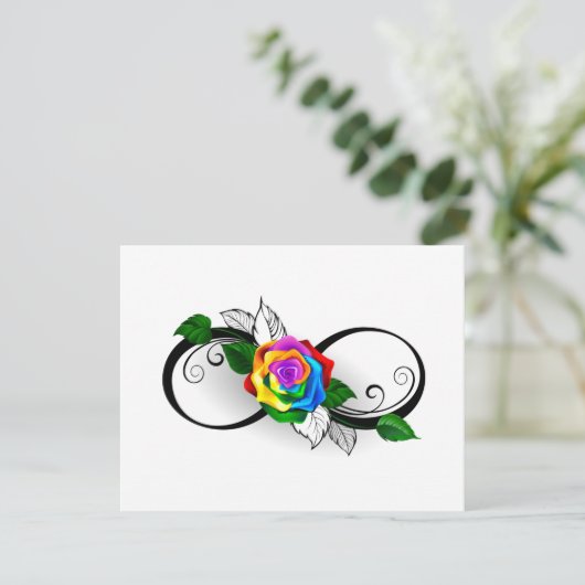 Unendlichkeitssymbol mit Rainbow-Rose Dankeskarte (Stehend Vorderseite)