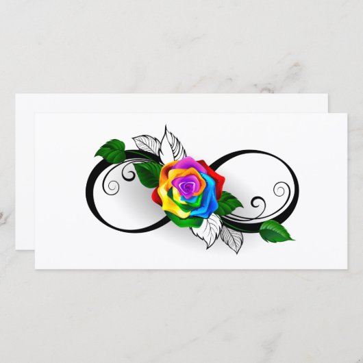 Unendlichkeitssymbol mit Rainbow-Rose Dankeskarte (Vorne/Hinten)