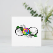 Unendlichkeitssymbol mit Rainbow-Rose Dankeskarte (Stehend Vorderseite)