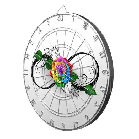 Unendlichkeitssymbol mit Rainbow-Rose Dartscheibe (Vorderseite rechts)
