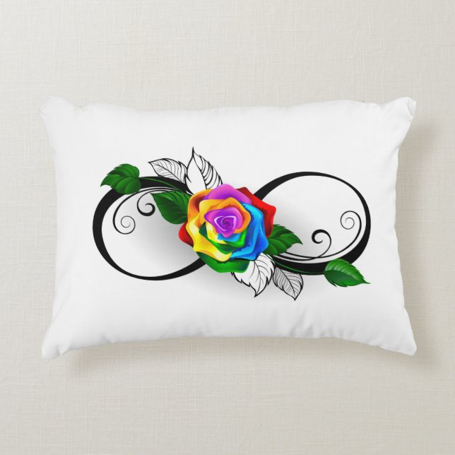 Unendlichkeitssymbol mit Rainbow-Rose Dekokissen (Vorderseite)