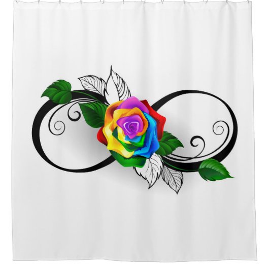 Unendlichkeitssymbol mit Rainbow-Rose Duschvorhang (Vorderseite)