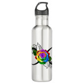 Unendlichkeitssymbol mit Rainbow-Rose Edelstahlflasche (Vorderseite)