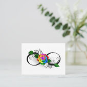 Unendlichkeitssymbol mit Rainbow-Rose Empfehlungskarte (Stehend Vorderseite)