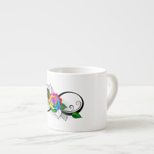 Unendlichkeitssymbol mit Rainbow-Rose Espressotasse (Vorderseite Rechts)