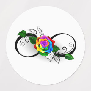 Unendlichkeitssymbol mit Rainbow-Rose Etiketten