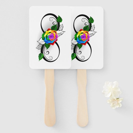 Unendlichkeitssymbol mit Rainbow-Rose Fächer (Vorne und Hinten)