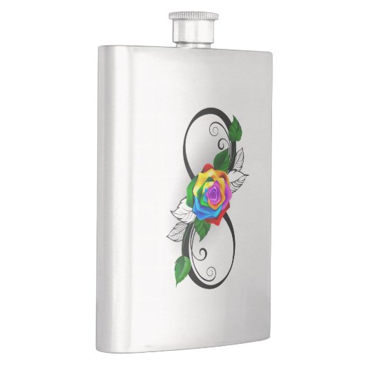 Unendlichkeitssymbol mit Rainbow-Rose Flachmann (Rechts)