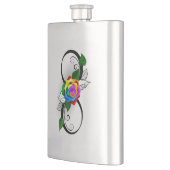 Unendlichkeitssymbol mit Rainbow-Rose Flachmann (Links)
