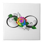 Unendlichkeitssymbol mit Rainbow-Rose Fliese (Vorderseite)