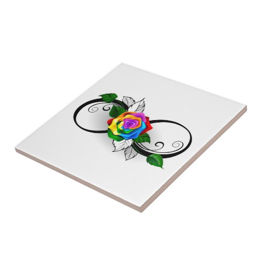 Unendlichkeitssymbol mit Rainbow-Rose Fliese (Seite)