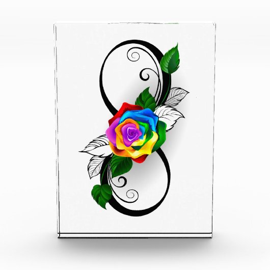Unendlichkeitssymbol mit Rainbow-Rose Fotoblock (Vorderseite)