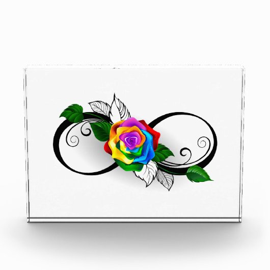Unendlichkeitssymbol mit Rainbow-Rose Fotoblock (Vorderseite)